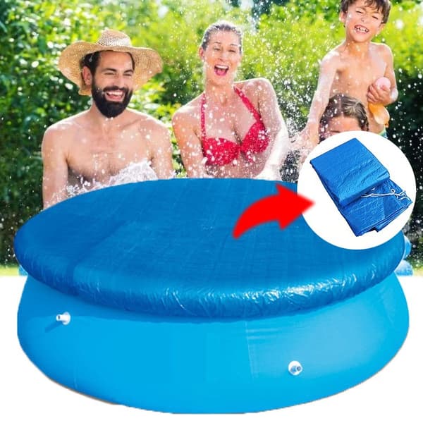 Runt poolskydd (3 m), lättinstallerat poolskydd, damm- och regnsäkert poolskydd för ramträdgårdspool