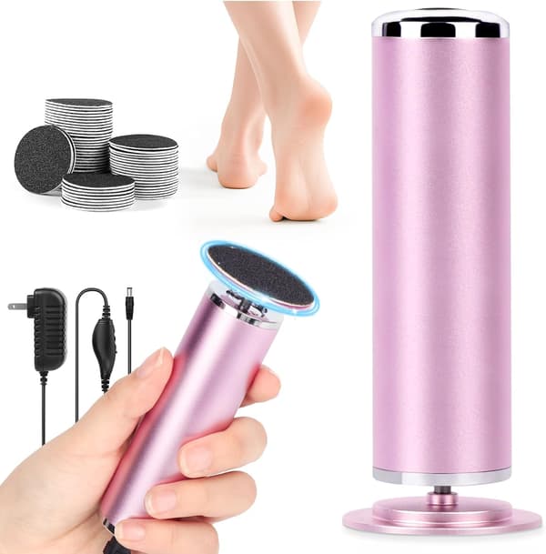 Electric Callus Remover: Adjustable Speed Foot File for Cracked Heels, 60 Sanding Discs