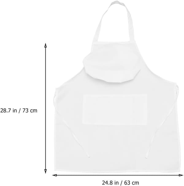 4 st kockförkläde och hattset ärmlös vit polyester för vuxna