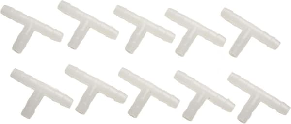 Sikker PE Akvarieadapter Luftpumpeslangeforbindelse, T Diameter 10 STK Hvid Egnet til Flere Størrelser, 4~8mm (4mm)