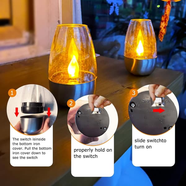 Solar Powered Outdoor Flameless Flickering LED Lantern with Dusk Sensor for Garden Camping Party[JUN]