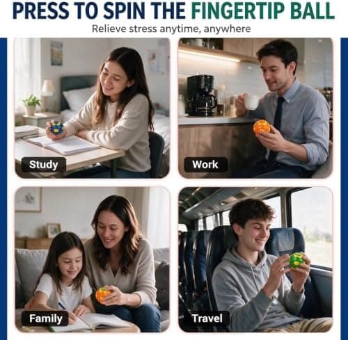 3D-printad \"Press to Spin\" Fidget Ball, 360° rotation Tryck Rotera Grön Green