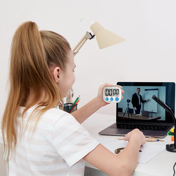 Klasseromstimer for barn og lærere, 2-pakning digitale timere, hvit + rosa