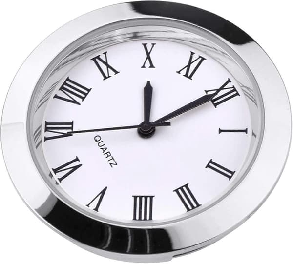 1-1/2 tommer (37 mm) Rund Quartz Urindsats med Romertal Passer til 35 mm Diameter Hul (Sølvramme)