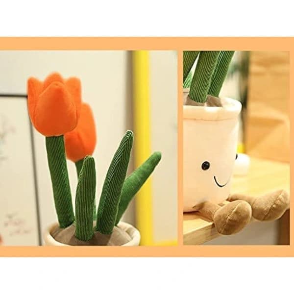 Tulipan plyslegetøj, 33 cm orange blomsterpotte blød dukke