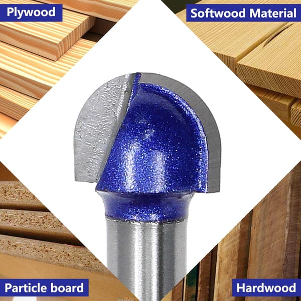 4 st kärnboxfräsbit 1/4\" skaft rundnosset 4 st 4\" 2\" 16\" 8\" 4 Pcs - Core Box Router Bit