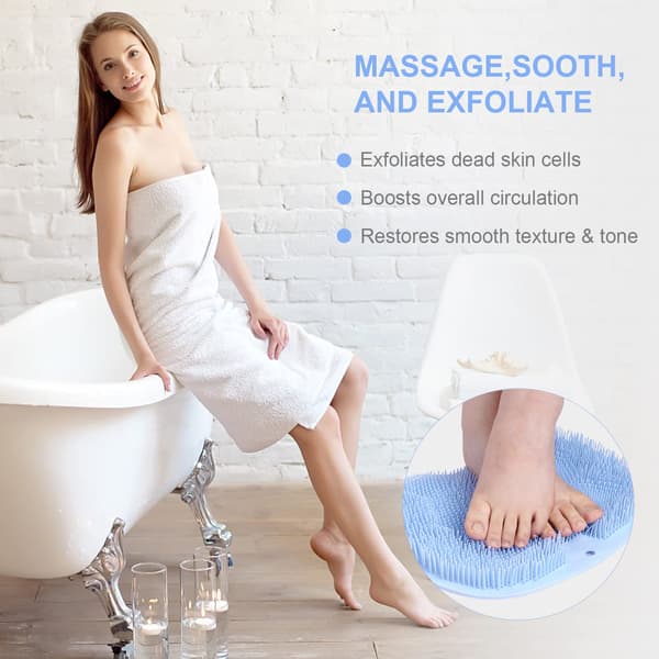 Non-slip Shower Foot Scrubber with Suction Cups, Blue Blue