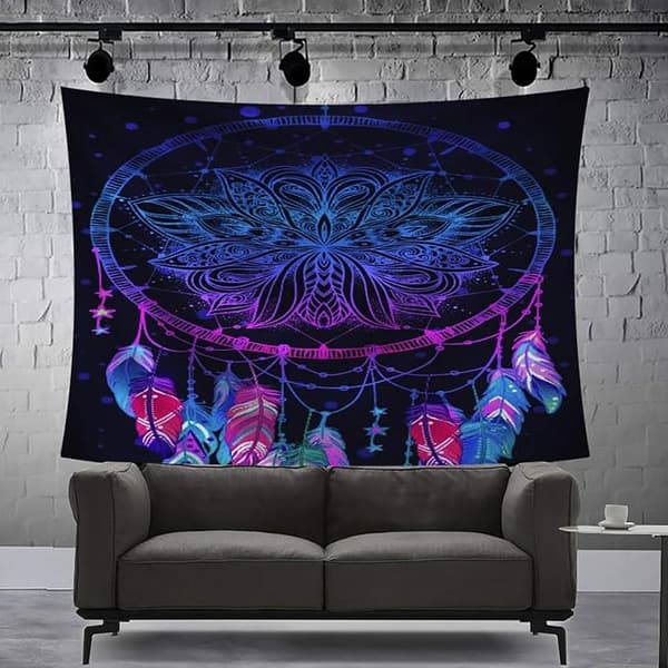 1 stk farverig lotus, 200x150 cm drømmefanger vægtæppe,