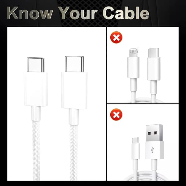 USB-C-kaapeli 2m – USB C–USB C -kaapeli nailonpunottu iPhone 17/16/15, iPad, MacBook, Samsung