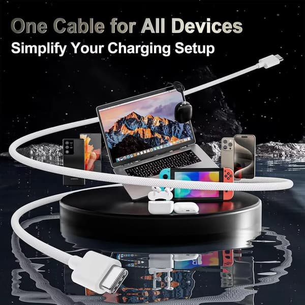 USB-C-kaapeli 2m – USB C–USB C -kaapeli, nailonpunottu iPhone 17/16/15, iPad, MacBook, Samsung