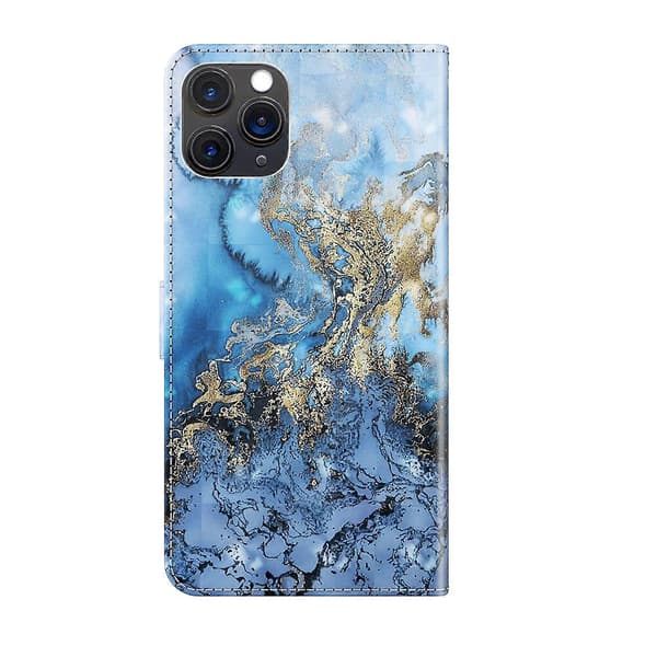 Til iPhone 14 Plus 3D Malet Mønster Flip Læder Telefoncover (Guldsommerfugle)