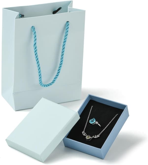 2-pack blå presentförpackningar bärväskor set | 1,1 tum blå Blue-size3