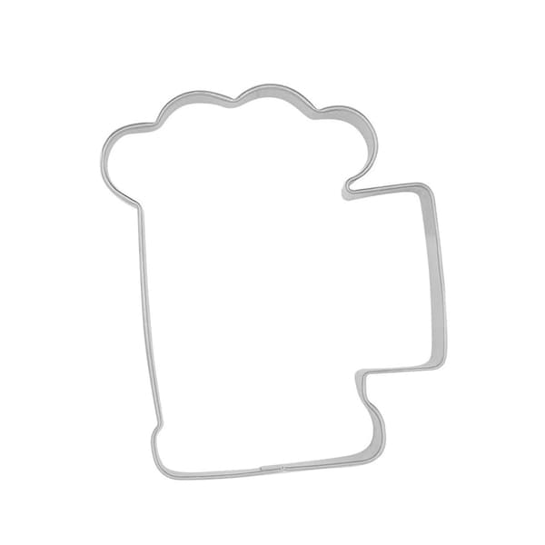 Cookie Cutter, Biscuit Mold, Beer Shaped, Party Supplies, DIY Decorative Bakeware, Pattern Impression for Chocolate, Pancake, Egg (FMY) Argent 7cmx6.2cmx2cm Argent 7cmx6.2cmx2cm