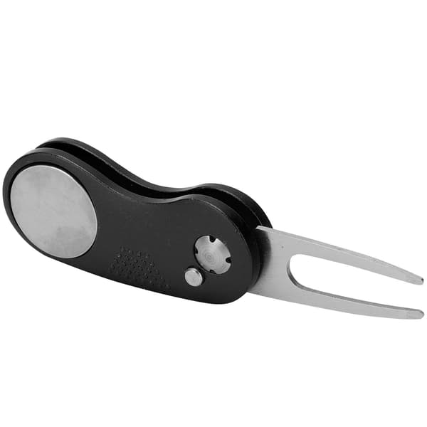 Stainless Steel Golf Divot Repair Tool with Pop Up Button for Putting Green, Black