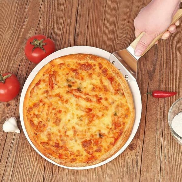 Rund pizzaspade med trehåndtak, rustfri stålplate 10 tommer YYV