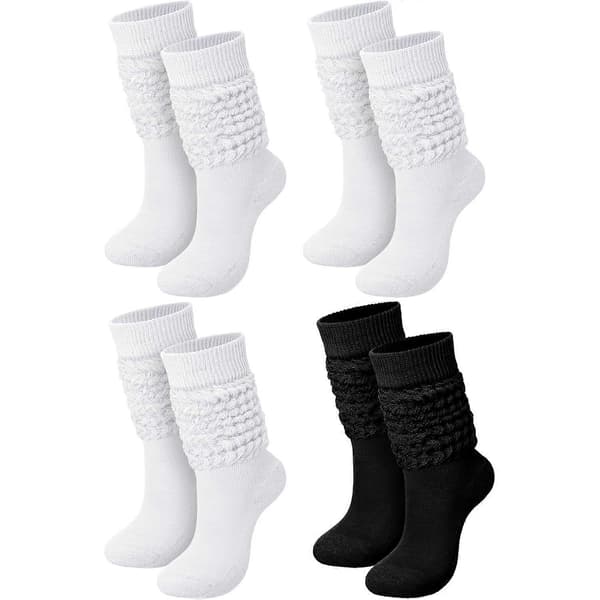 4 par slappe sokker for kvinner, jenter, barn, stablede sokker, støvelsokker
