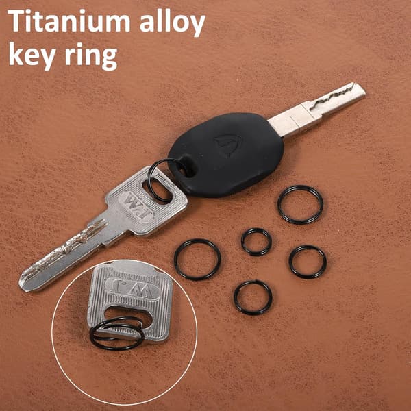 Nøglering i titanium, 10/12/15 mm lille sort springring til fastgørelse (15 stk.) Black