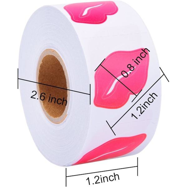 Läppstickers, Perforerade Självhäftande Kyssar Stickers, 1 Rulle, 500 Stycken, Rosa