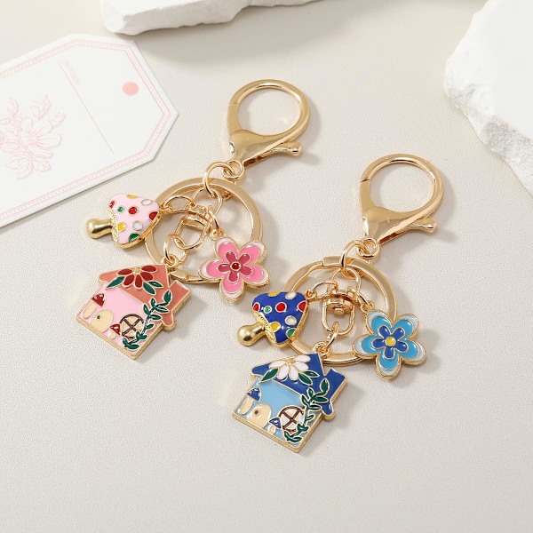 2 STK Søtt Nøkkelring for Jenter Kawaii Estetisk Tilbehør Nøkkelkjede For Kvinner Tegneserie Airpod Ryggsekk Sjarm Nøkkelring Gaver