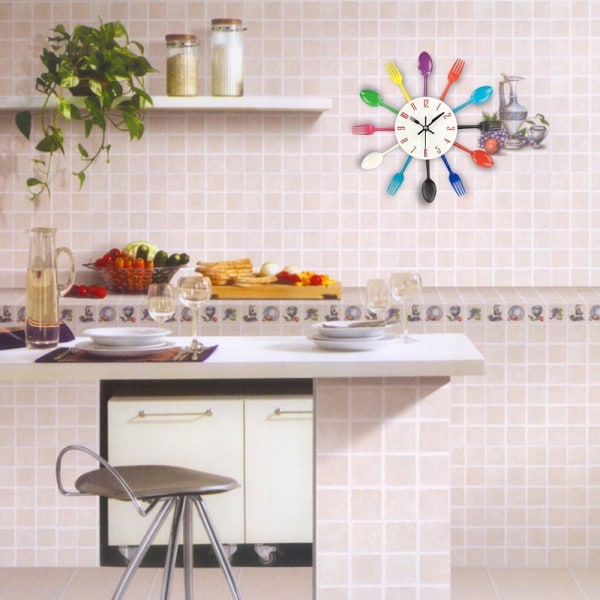 Speileffekt kjøkkenklokke med skjegaffel Avtagbart 3D-klistremerke