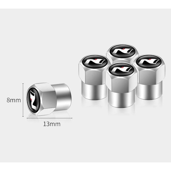 4 x Bilventilhætter - Sort, Metal Bilventilhætter med Logo, Passer