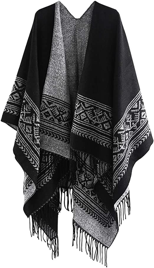 Poncho Sjal Elegant Varm Åpen Til Kvadrat Høst Vinter Kvinne
