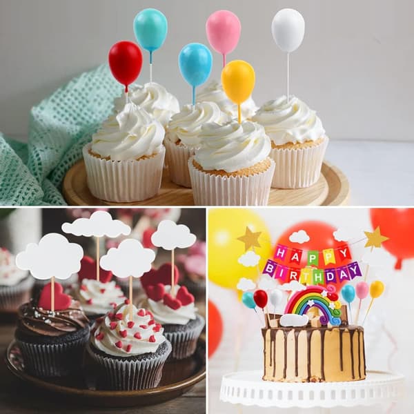 23 Stykker Kagepynt, 3D Regnbue Ballon Cupcake Pynt, Cupca