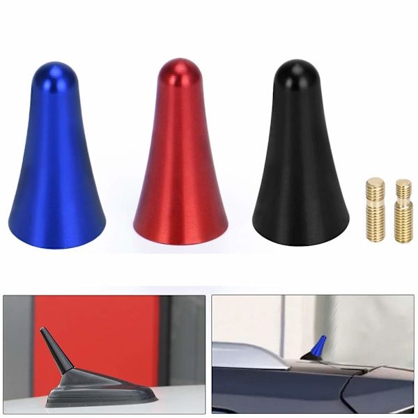Kort bilantenne med forsterker, aluminiums takantenne forbedret signalantenne stang FM DAB takantenne, universell kjøretøyantenne 4 cm mini kort stang