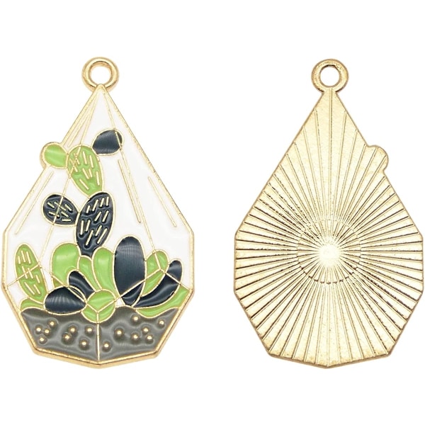 20 stk Assorterte Kaktus Potteplante Blomsterblad Anheng Delikate Plante Emalje Dingle Charms for Øredobber Smykkelaging Halskjede Armbånd