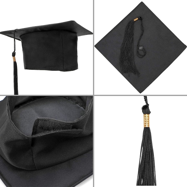 Graduate Cap Student Cap Black Hat och Graduate Scarf för College