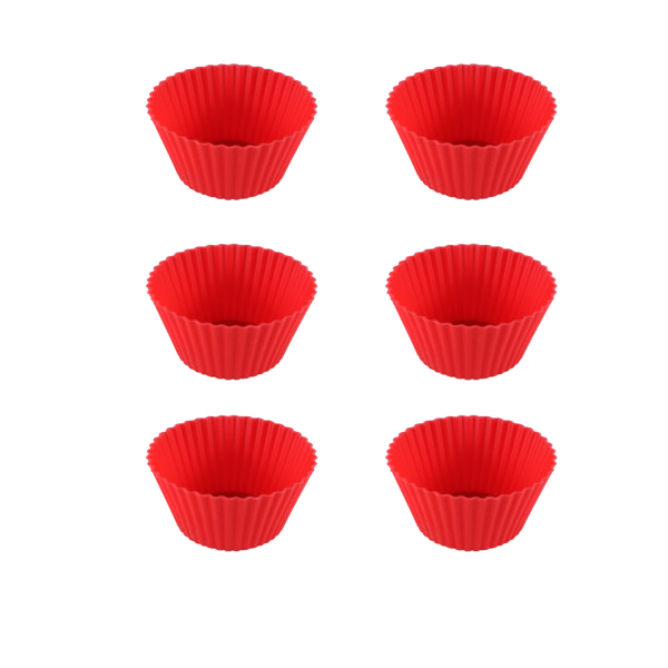 6 Pack (rød) kageform muffin lille kage tærte papir kop silikone