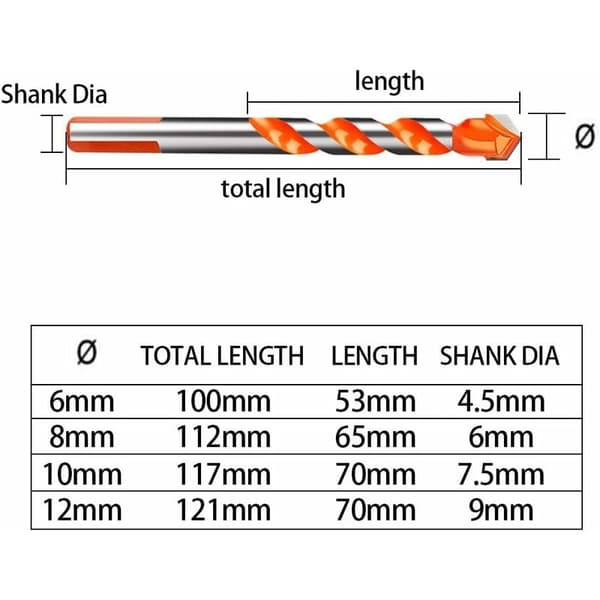 ( 6/6/8/10/12MM) 5 stk. Triangle Buster Multi-Purpose Shank Carbide