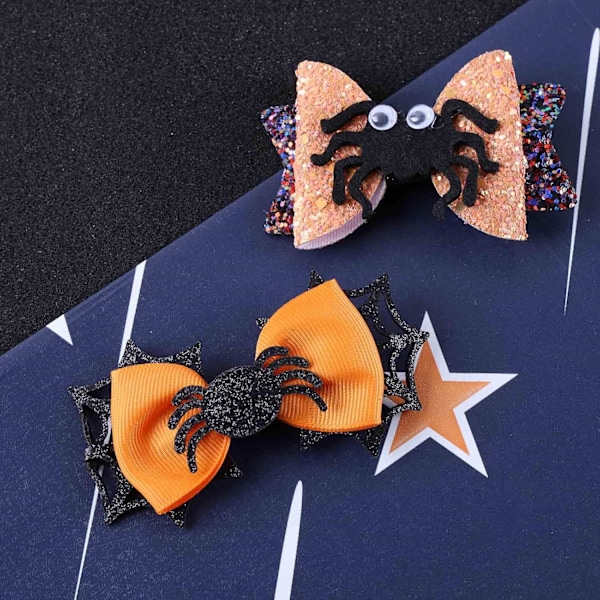 Halloween spindelväv hårbåge barrette gotisk spindel wed sidoklämma hårnål glitterbågar spindelhårklämma bågknop barrette dem