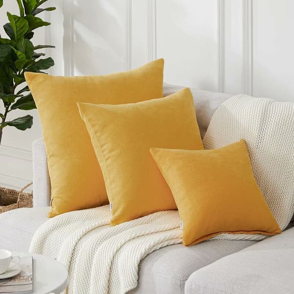 Set med 2 Kuddfodral 50cmx50cm Senapsgul Dekorativ Kvadrat C