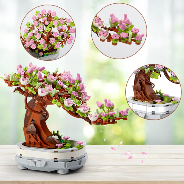 Blomster Bonsai Tre Byggesett Rosa Kirsebærblomst Trehus Leker Kit Morsdag Bursdag Kreativ Hjemmedekor fo