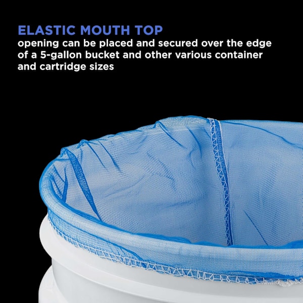 5 Gallon Maling & Væske Silpose Filterpose med Ren Blå Fin Nylon Mesh, Pakke med 12 - Brukes i 5 Gallon Bøtter, Engangs Filterpose, Elastisk T