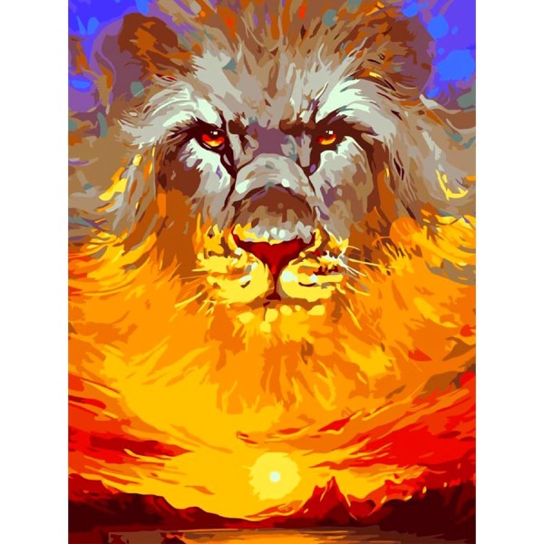 30x40 cm, Lion Diamond Painting Kit rhinestone broderiererret(