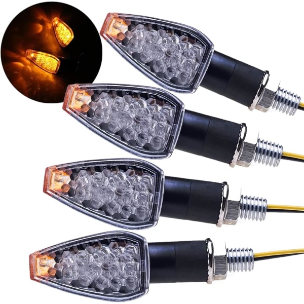 4 stk Motorsykkelblinklys 14 LED Blinklys 12V Vanntette