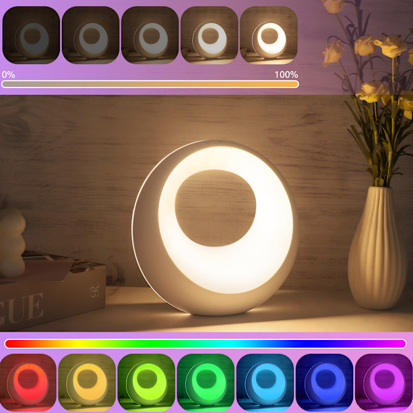 Pakke LED nattbordslampe med berøringsdimming og fjernkontroll, trådløs bordlampe med varmt lys og 256 RGB-farger, timer og minnefunksjon for baby