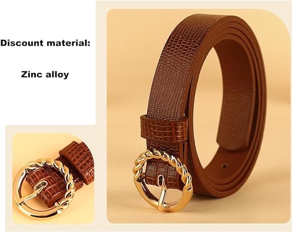 2 stk. Kvinders O-Ring Bælte, Kunstlæder Bælte, Tyndt Kvinders Bælte