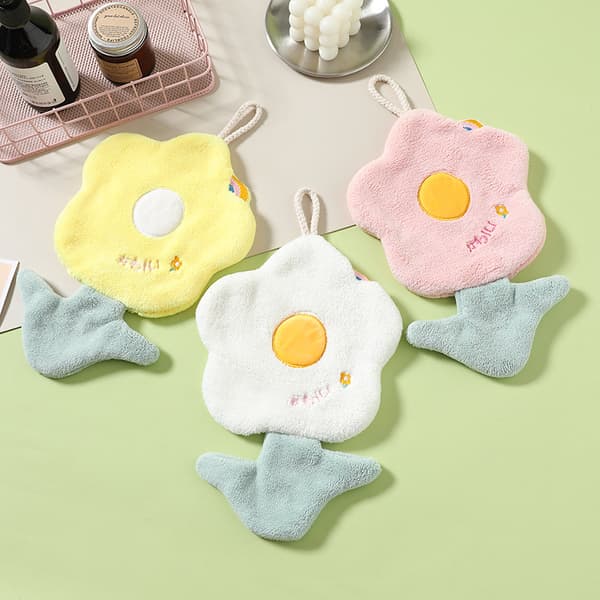 Sød Blomst Børnehåndklæde (Hvid), Håndklæde, Absorberende Hurtigtørrende M