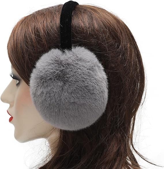 Unisex syntetiska pälsöronmuffar (Grå), vinteraccessoar, öronmuffar