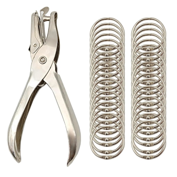 (40 stk.) Bogringe 20 mm Binderinge med metal enkelt hul punch. Forniklet stål papirringe metalringe til indekskort, flashkortringe, sølv