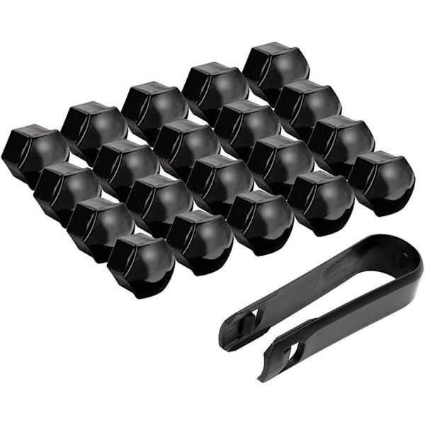 20 st 21 mm bilhjulsmutterlock (svarta) hexagonala däckhjulsbultar