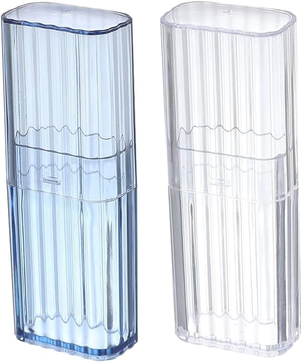 (Ljusblå, Transparent Vit) 2-pack Mini Bärbar Bomullsstav