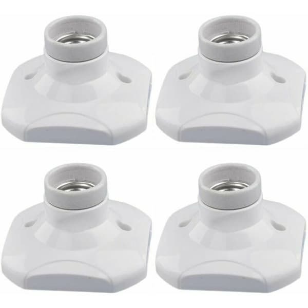 Set med 4 E27 LED-lamphållare, keramisk E27-sockel och plastbas