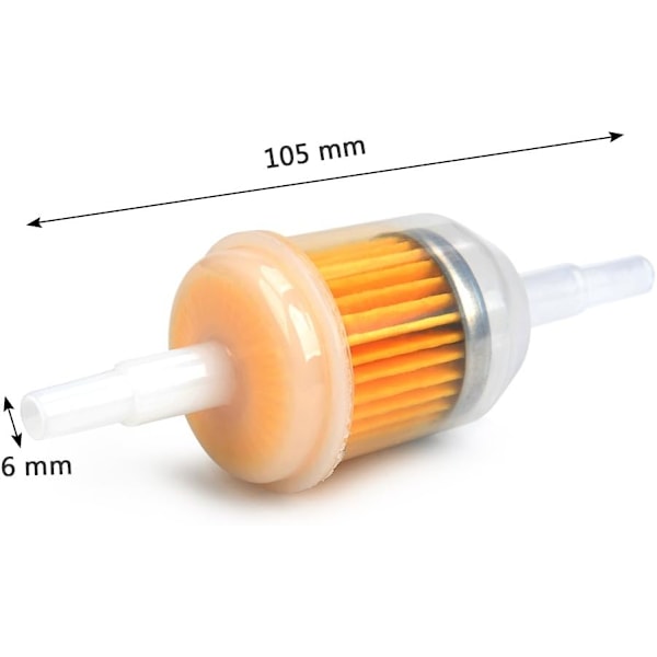 10 stk Universelle Drivstofffilter Hurtig Drivstoff Bensinfilter 6mm 8mm Bensinfilter Maskiner Modell: 131-261-275