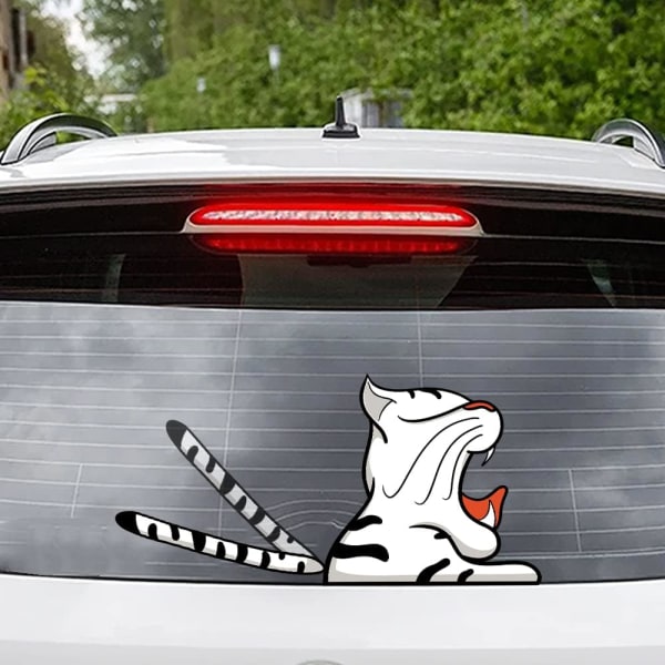 Cute Cat Rear Wiper Sticker for Car Double-Sided Printed Cat Car