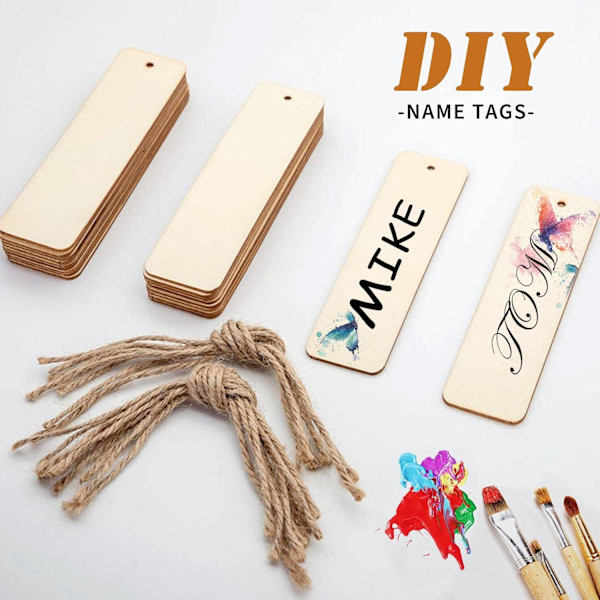 12 kpl Tyhjiä Puu Kirjanmerkkejä, Valmiita DIY Puukäsityö Kirjanmerkkejä H