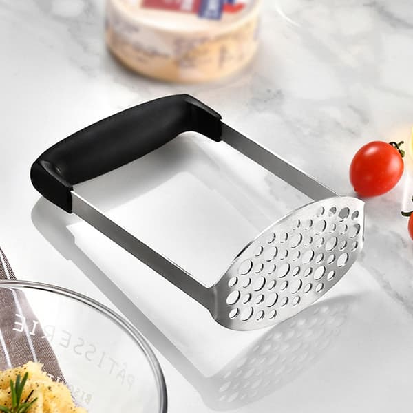 Kartoffelmoser i rustfrit stål, sort/sølv
